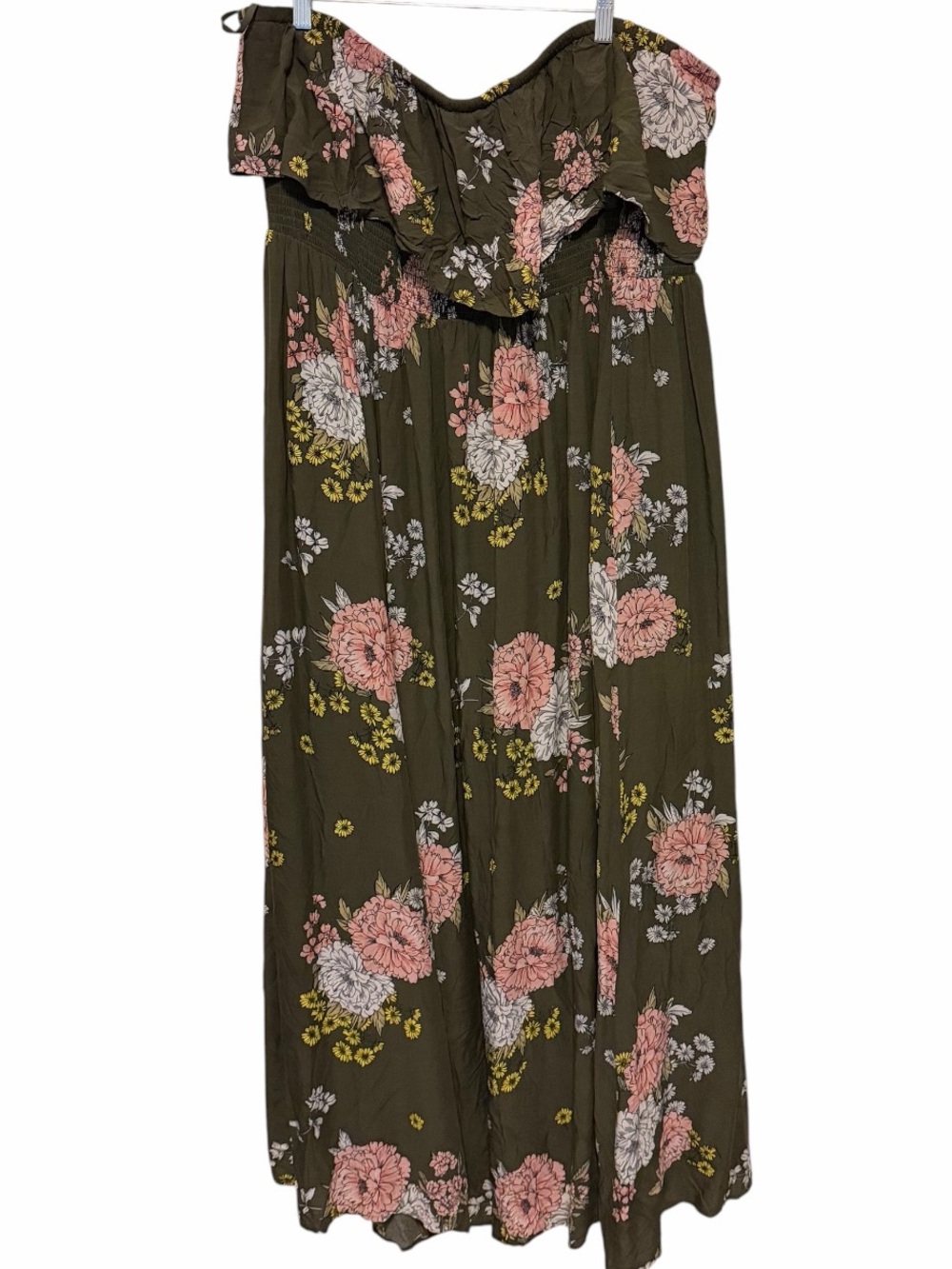Torrid Olive Green Floral Strapless Maxi Tube Dress - Size 4(26) - Picture 2 of 6